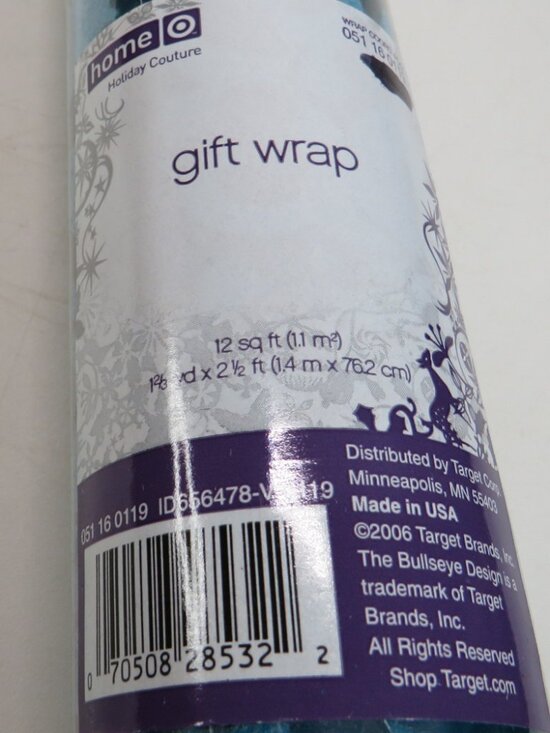 Vintage Turquoise Damask Flocked Wrapping Paper from Target 2006 12 sq feet - Picture 8 of 13